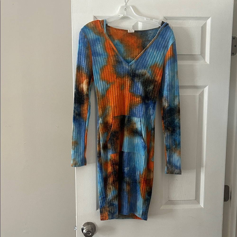 Multicolor Tie-Dye Ribbed Dress